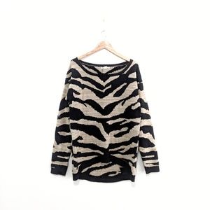 NWT Very J Beige and Black Zebra Print Sweater